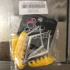 Yellow tassel earring